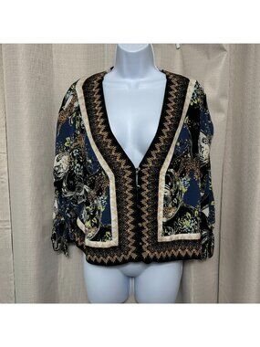 Free People Catch Me If You Can Top Women's Size XS Tie Sleeve Button Front